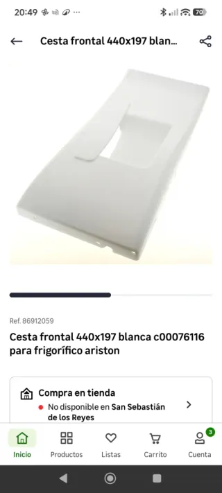 Tapa Frigorífico Ariston, Indesit, Whirpool
