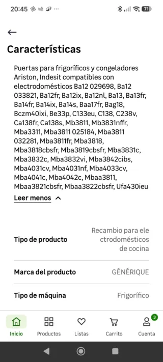 Tapa Frigorífico Ariston, Indesit, Whirpool
