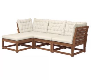 Sofá de terraza jardín beige y marrón