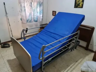 Cama articulada eléctrica con colchón, barandilla