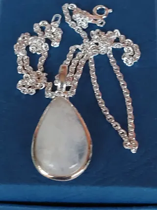 Collar Plata con Colgante Piedra Blanca y pulsera