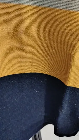 Maglione donna collo alto blu giallo grigio