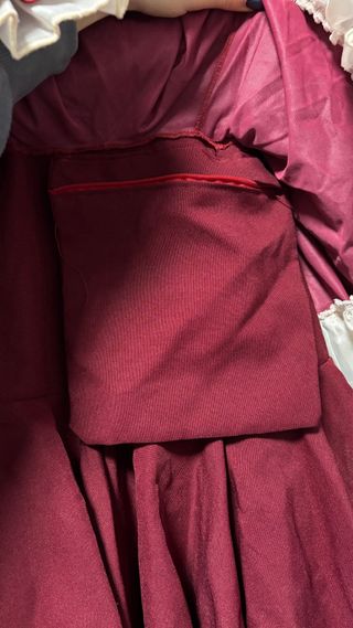 Vestido Flamenca burdeos y beige