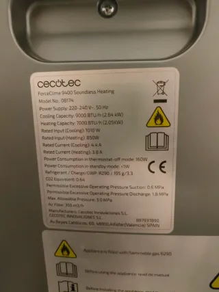 Cecotec ForceClima 9400 A/A Portátil