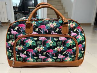 Macuto de viaje con flamencos