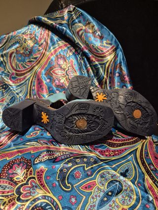 Sandalias Art Mujer Azul Multicolor Cuero