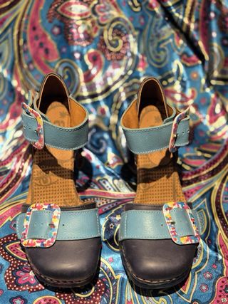 Sandalias Art Mujer Azul Multicolor Cuero
