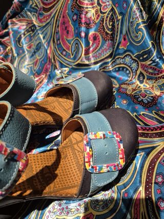 Sandalias Art Mujer Azul Multicolor Cuero