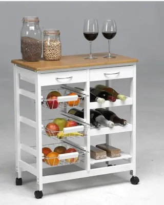 Carrito Auxiliar Cocina Madera y Metal