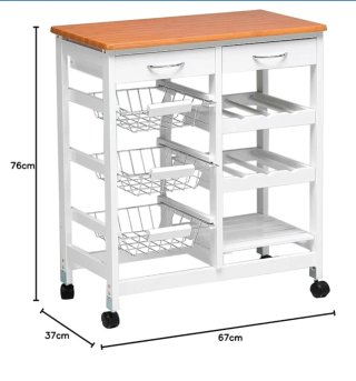 Carrito Auxiliar Cocina Madera y Metal