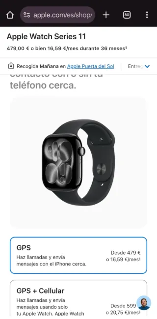 Apple Watch Series 11 GPS 46mm Negro