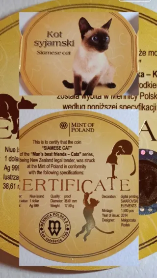 Moneda Gato Siamés Colección Amigos del Hombre