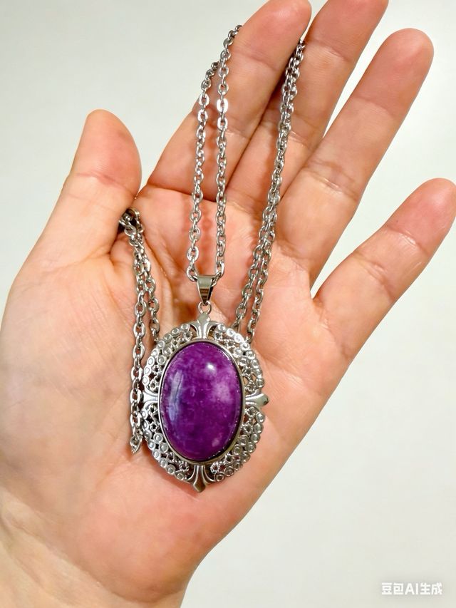 Collar Sugilita Morada la cadena plateado