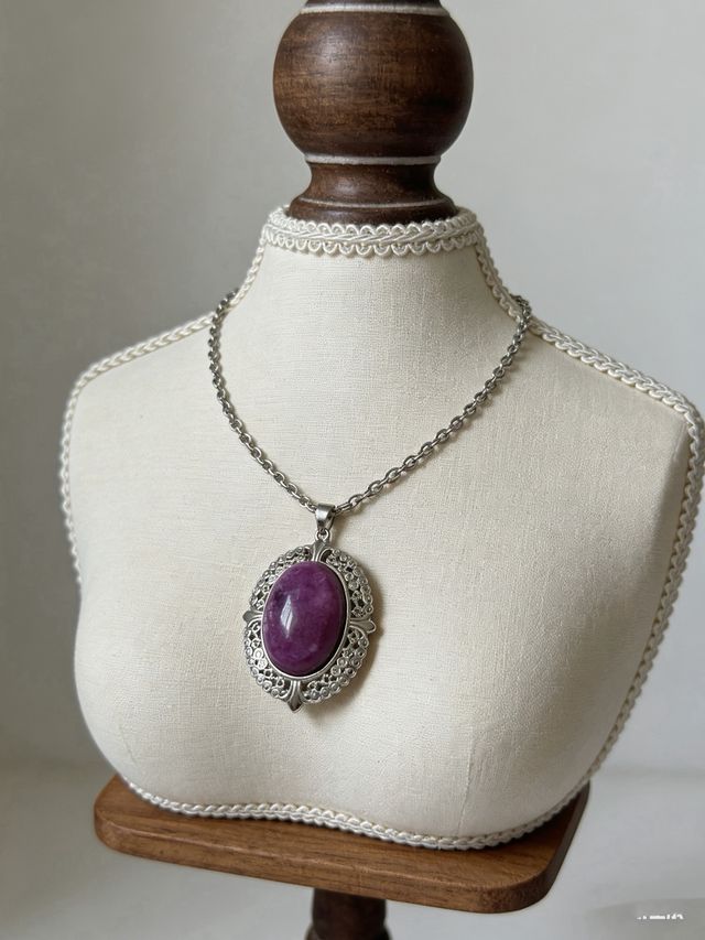 Collar Sugilita Morada la cadena plateado