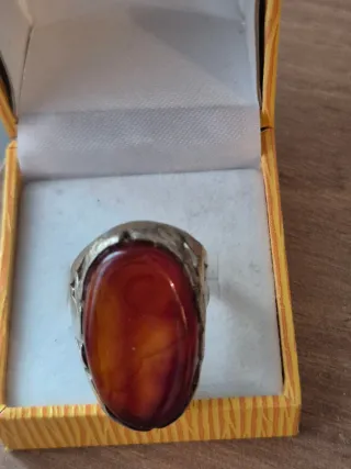 Anillo Vintage Plata 925 con Piedra Roja