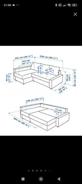 Sofá Cama IKEA FRIHETEN Polipiel Negro