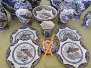 Juego de porcelana japonesa azul y blanco