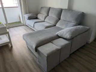 Sofá Chaise Longue Gris Tela