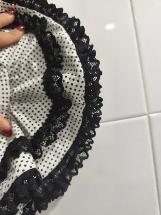 Vestido Flamenca Lunares Negro Blanco