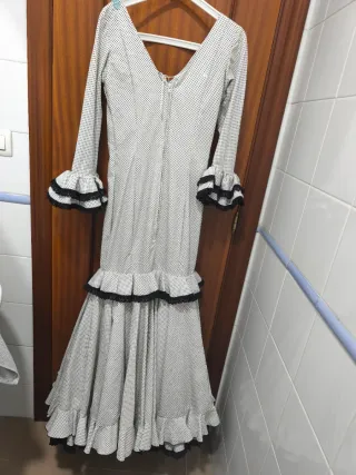 Vestido Flamenca Lunares Negro Blanco