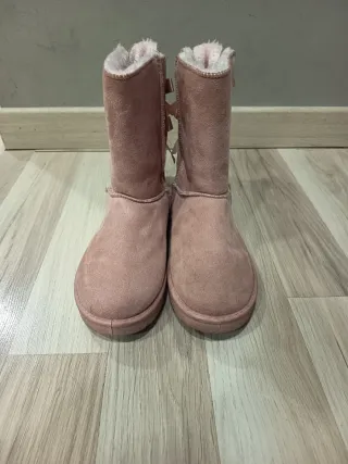 Stivaletti rosa con fiocchi simil Ugg - donna