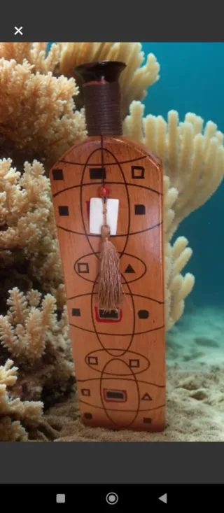 Jarrón Decorativo Étnico Madera Pintada