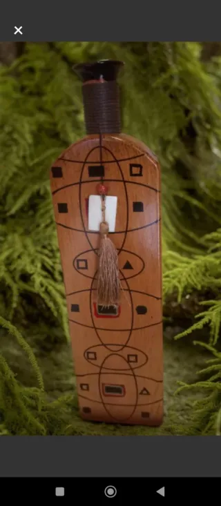 Jarrón Decorativo Étnico Madera Pintada