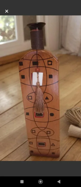 Jarrón Decorativo Étnico Madera Pintada