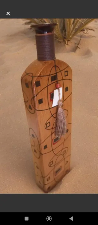 Jarrón Decorativo Étnico Madera Pintada