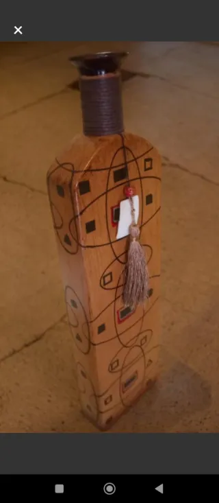 Jarrón Decorativo Étnico Madera Pintada