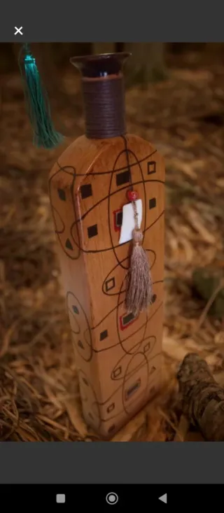 Jarrón Decorativo Étnico Madera Pintada