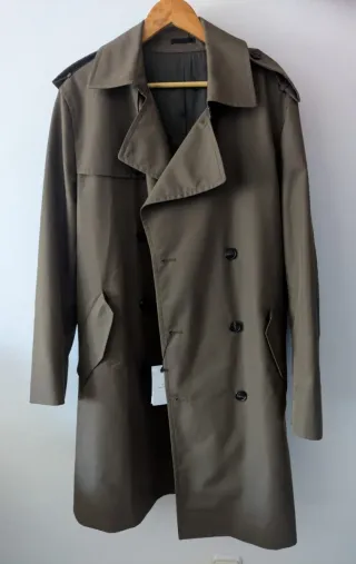 Gabardina Mango Hombre Talla M Verde Oliva.