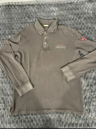 Polo Napapijri uomo manica lunga marrone