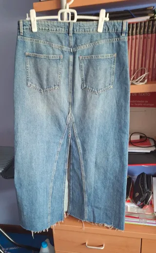 Falda Vaquera Larga Abertura Mango