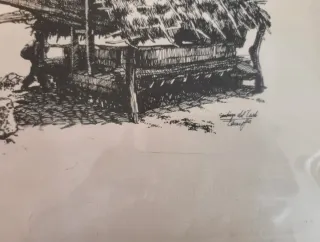 Dibujo a plumilla lagar antiguo