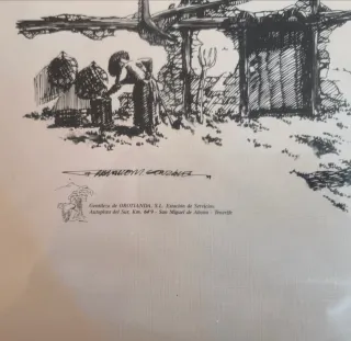 Dibujo a plumilla lagar antiguo