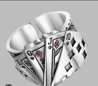 Anillo Poker Ases Diamantes Rojos en plata 925