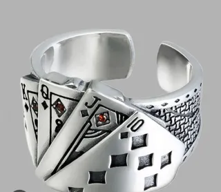 Anillo Poker Ases Diamantes Rojos en plata 925