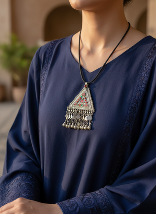 Medallón Kuchi Tribal Afganistán Plata Multicolor