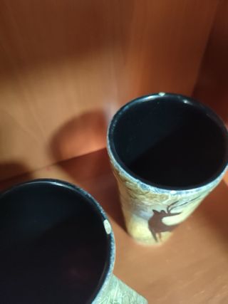 Conjunto Cerámica Esmaltada Vasos y Jarra