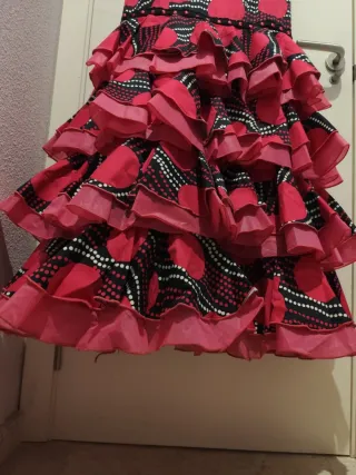 Vestido Flamenca Fucsia 4 Volantes