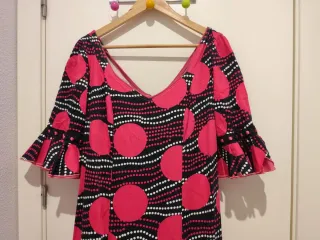 Vestido Flamenca Fucsia 4 Volantes