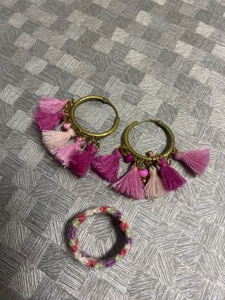 Pendientes y sortija hilo