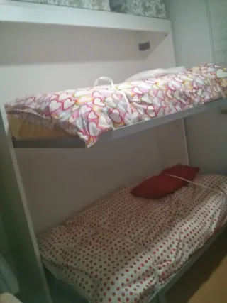 Cama Litera Plegable Gris y Blanca