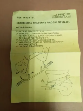 Estriberas traseras Piaggio Zip