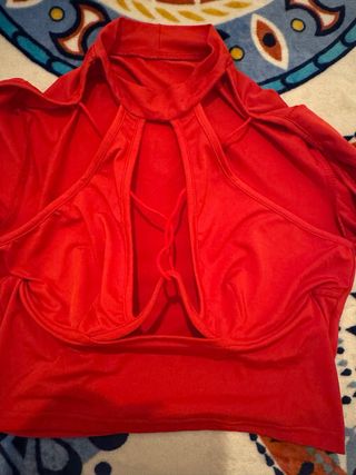 Top sexy rojo manga larga