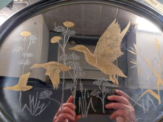 Vassoio Vintage anni 80 decorazioni oro 24Kt