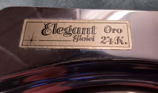 Vassoio Vintage anni 80 decorazioni oro 24Kt