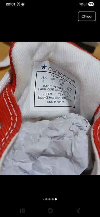 Converse rosse neonato tg 19 EUR / 3 USA