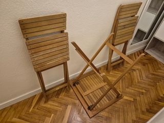 Mesa y 2 Sillas Plegables Madera Balcón